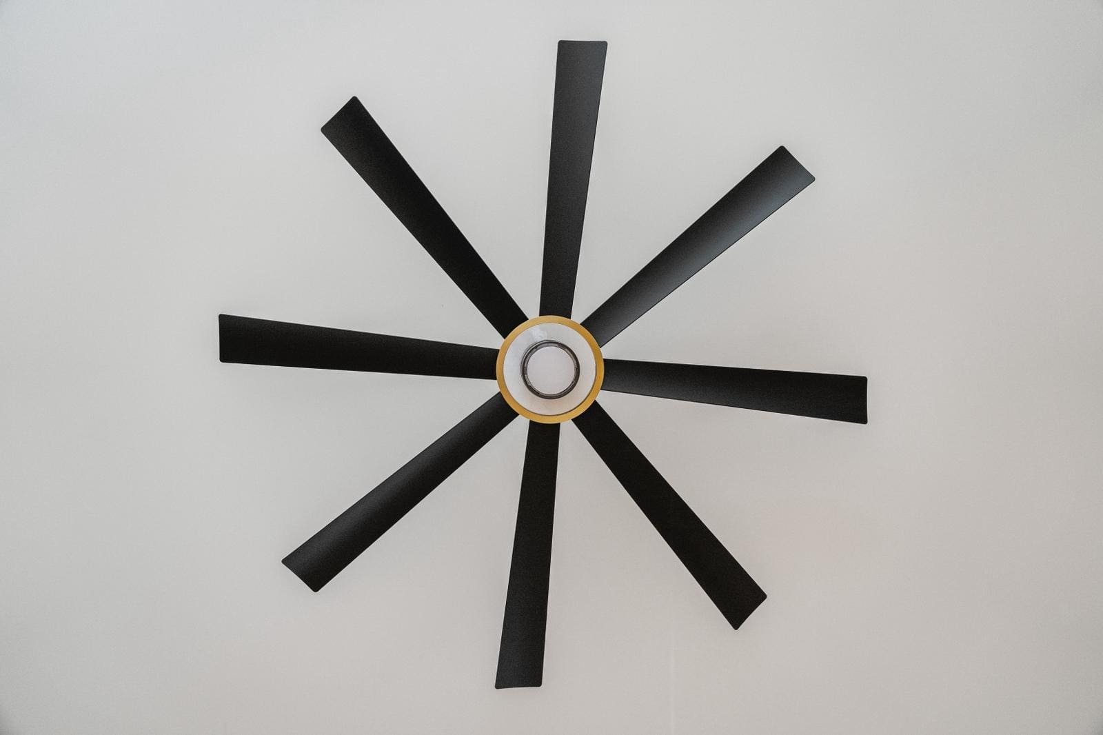 Modern 8 Blade Ceiling Fan Close Up - Verde Electrical Ltd